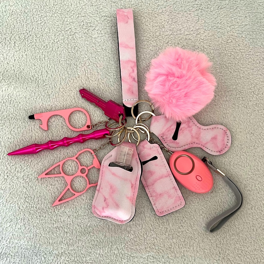 💗Pink Marble Safety Keychain Set💗